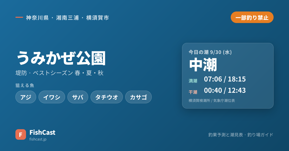 うみかぜ公園の一部禁止・規制情報｜釣果予測 (湘南三浦) | FishCast